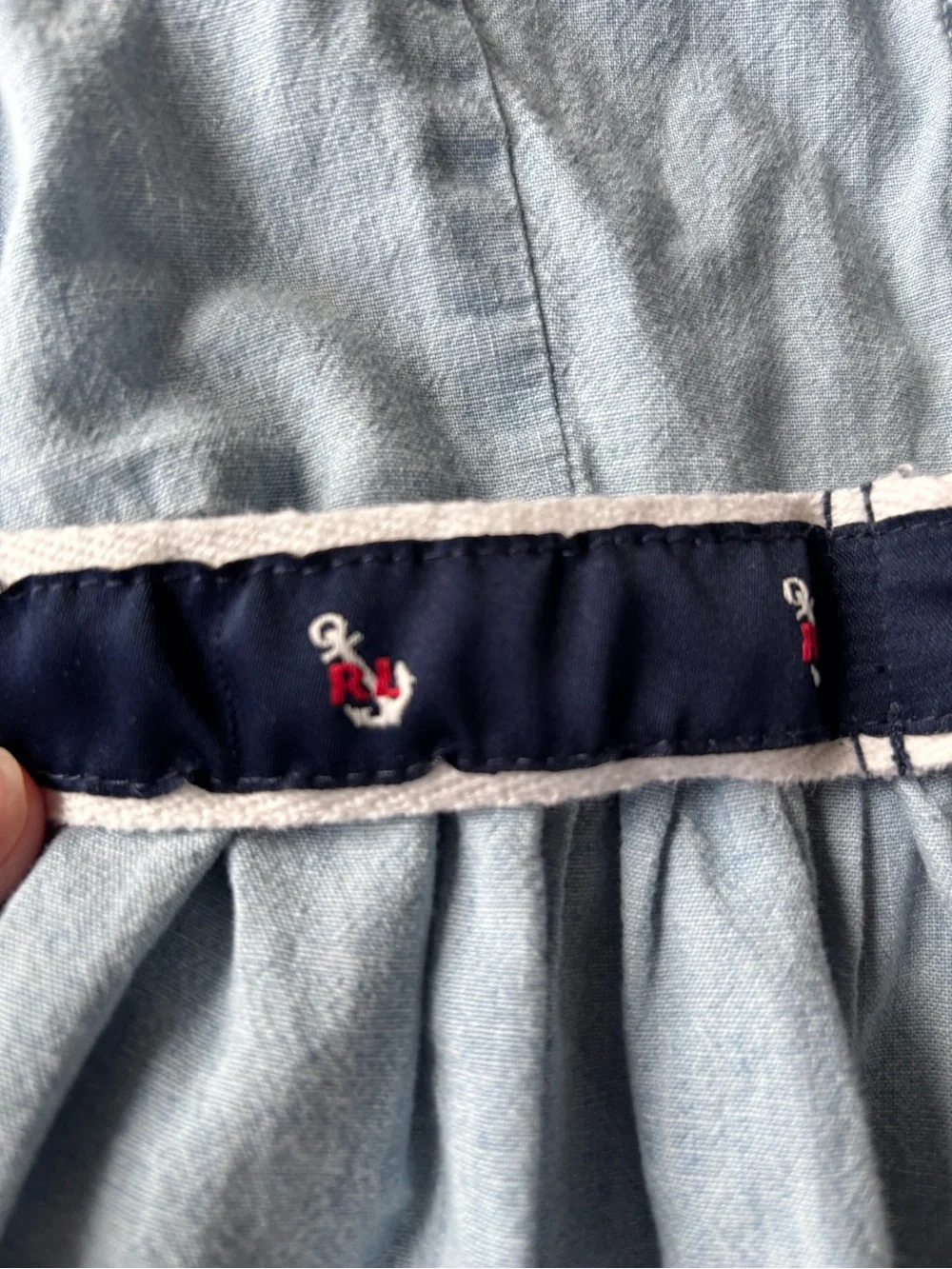 Polo Ralph Lauren Girls Sleeveless Cotton Chambray Shirtdress Anchor Belt, 12